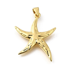 Настоящее золото 18K Латунные подвески, прелести морская звезда, стойки покрытие, прочное покрытие, без кадмия и без свинца, реальный 18 k позолоченный, 27.5x24.5x3 мм, отверстие : 3.5x3.5 мм