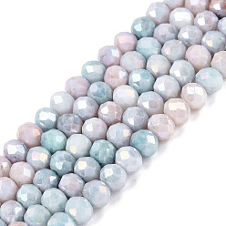 Light Blue Ombre Effect Dyed Glass Beads Strands, Rondelle, Light Blue, 4x3~4mm, Hole: 0.8~1mm, about 105~110pcs/strand, 38~39cm