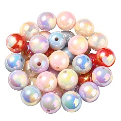 Mixed Color UV Plating Rainbow Iridescent Acrylic Beads, Round, Mixed Color, 16x15mm, Hole: 3mm