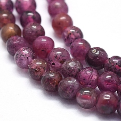 Ruby Natural Ruby Beads Strands, Round, 3mm, Hole: 0.5mm, about 120pcs/Strand, 15.35 inch(39cm)