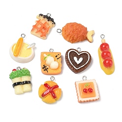 (52) Непрозрачная лаванда Непрозрачные подвески смолы, имитация еды, разнообразные, с платиновыми тоновыми железными петлями, разноцветные, 24~38.5x13~24x6~10.5 мм, отверстие : 2 мм