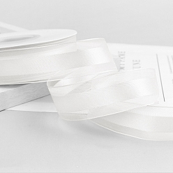 White Polyester Organza Ribbons, Garment Accessories, Gift Wrapping Ribbon, White, 1 inch(25mm), about 49.21 Yards(45m)/Roll