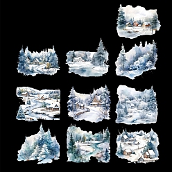Snowflake 20Pcs Christmas PET Waterproof Self-Adhesive Stickers, Winter Decals for DIY Photo Album Diary Scrapbook Decoration, Snowflake, 85x155x2mm, Sticker: 60x100mm