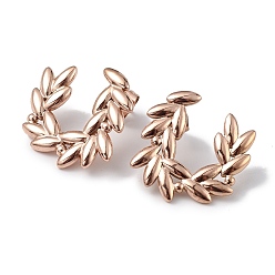 Розовое Золото Ионное покрытие (ip) 304 серьги-гвоздики из оливковой ветви из нержавеющей стали для женщин, розовое золото , 22x23 мм, штифты : 0.7 мм