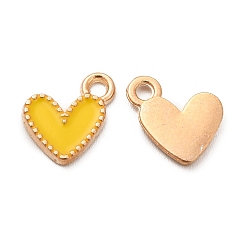 Gold Alloy Enamel Charms, Heart Charms, Golden, Gold, 10x9x1.2mm, Hole: 1.5mm
