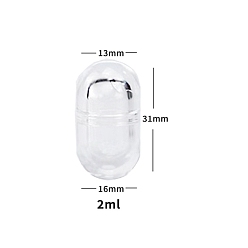 Clear Plastic Bead Containers, Oval, Clear, 3.1x1.6cm, Capacity: 2ml(0.07fl. oz)