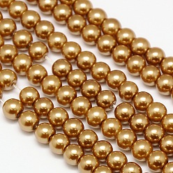 Pérou Brins de perles rondes en verre teinté écologique, Grade a, cordon en coton fileté, Pérou, 6mm, Trou: 0.7~1.1mm, Environ 72 pcs/chapelet, 15 pouce