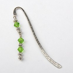 Lawn Green Tibetan Style Bookmarks/Hairpins, with Glass Beads, Lawn Green, 84mm