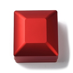 Red Rectangle Plastic Ring Storage Boxes, Jewelry Ring Gift Case with Velvet Inside and LED Light, Red, 5.9x6.4x5cm