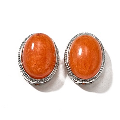 Красный Авантюрин Многорядные звенья из натурального красного авантюрина, овальные, без кадмия и без свинца, платина, 21x16.5x11.5 мм, отверстие : 3 мм
