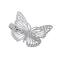 Platinum Hollow Butterfly Alloy Alligator Hair Clips, Hair Accessories for Women and Girls, Platinum, 35x46mm
