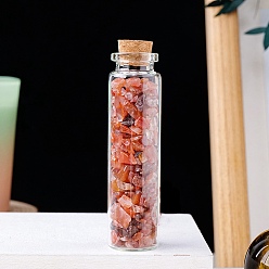 Carnelian Natural Carnelian Chips in a Glass Bottle with Cork Cover, Mineral Specimens Wishing Bottle Ornaments for Home Office Decoration, 70x22mm