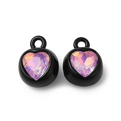 Черный Аэрозольная краска сплава горный хрусталь подвески, без кадмия и без свинца, сердце, чёрные, 12x9x8 мм, отверстие : 1.6 мм