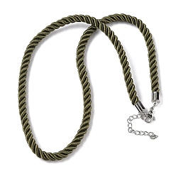 Темно-оливково-зеленый 5мм нейлоновый витой шнур для изготовления ожерелий, с латунными выводами и 304 застежками из лобстера из нержавеющей стали, долговечный, стойки покрытие, платина, темно-оливковый зеленый, 17.72~18.90 дюйм (45~48 см)