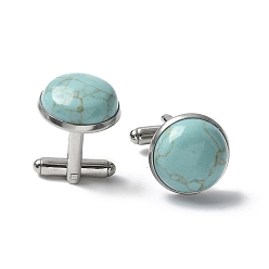 Синтетическая Бирюза 304 пуговицы на манжетах из нержавеющей стали., с синтетическими бирюзовый, для аксессуаров одежды, полукруглый, 30~31x17.5 мм