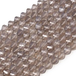 Серый агат Серые натуральные бусины из агата , окрашенная и подогревом, граненые, твист, 6~6.5x5x5 мм, отверстие : 1 мм, около 58~61 шт / нитка, 14.17''~14.69'' (36~37.3 см)