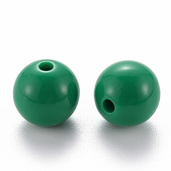 Green Opaque Acrylic Beads, Round, Green, 12x11mm, Hole: 1.8mm, about 566pcs/500g