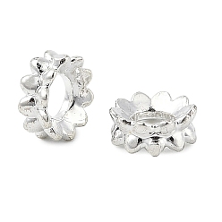 Серебро Латунные бусины, без свинца и без кадмия, колонка, светящиеся в темноте бусы, серебряные, 6x2.3 мм, отверстие : 2.8 мм