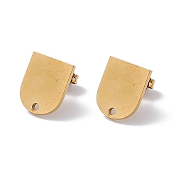 Golden 304 Stainless Steel Stud Earring Findings, with Hole, Shield Shape, Golden, 12.5x10mm, Hole: 1.4mm, Pin: 0.7mm