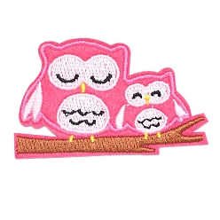 Hot Pink Computerized Embroidery Cloth Iron on/Sew on Patches, Costume Accessories, Owl, Hot Pink, 42x68mm