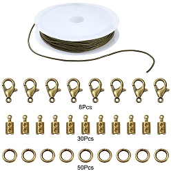 Античная Бронза Комплекты украшений для ожерелий/браслетов своими руками, включая латунные змеиные цепи, железо складной обжима концов, Застежки-лобстеры из цинкового сплава и открытые кольца для прыжков, античная бронза, 1.2 мм, около 9.84 футов (3 м) / комплект