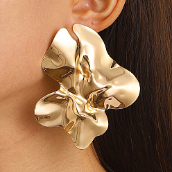 Doré  Boucles d'oreilles fleur en alliage pour femme, or, 70x50mm