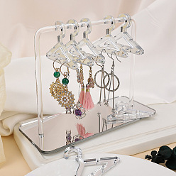 Light Grey Acrylic Earrings Display Stands, Clothes Hangers Shaped Dangle Earring Organizer Holder, with 8Pcs Mini Hangers, Light Grey, 6x15x12cm