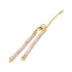White Nylon Cord Bracelets, for Connector Charm Bracelet Making, with Rack Plating Golden Lobster Claw Clasps & Chain Extenders, Long-Lasting Plated, Cadmium Free & Lead Free, White, 5-3/4~6x1/8x1/8 inch(14.7~15.2x0.3cm)
