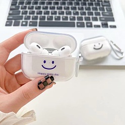 Clear TPU Wireless Earbud Carrying Case, Earphone Storage Pouch, Smiling Face Pattern, for Airpods Pro, Clear, 80x55mm