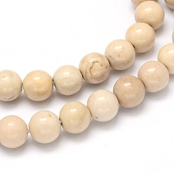 Riverstone Natural Riverstone Round Bead Strands, 10mm, Hole: 1mm, about 42pcs/strand, 16 inch
