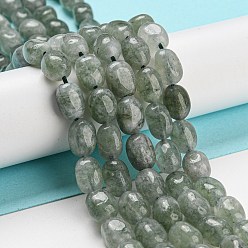 Dark Sea Green Natural Quartz Beads Strands, Dyed, Faceted, Oval, Dark Sea Green, 8~12x7~10x7~9mm, Hole: 1.2mm, about 35pcs/strand, 14.96''(38cm)