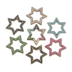 (52) Непрозрачная лаванда Стойка покрытие латунь микропаве кубический цирконий звездообразные соединительные кольца, долговечный, без свинца и без кадмия, реальный 18 k позолоченный, разноцветные, 25x22x3 мм, внутренний диаметр: 14.5x13 мм