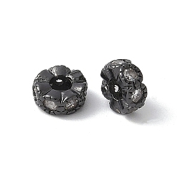 Черный Латунные микро проложить кубического циркония бусы, без свинца и без кадмия, долговечный, стойки покрытие, волнистый край, чёрные, 3x6 мм, отверстие : 2 мм