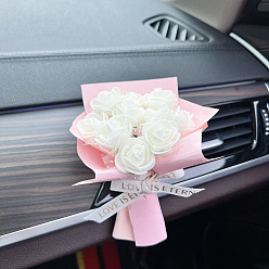 milk white Car Aromatherapy Ornament Handmade DIY Mini Rose Clip Immortal Bouquet Car Air Vent Decoration