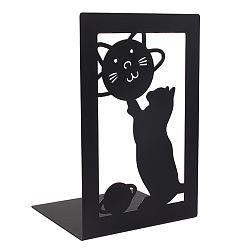 Cat Shape Présentoirs serre-livres en fer antidérapants, butée de livre en métal robuste de bureau réglable pour étagères, forme de chat, 170x110mm