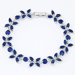Blue wl11054239 Sparkling Zirconia Beaded Bracelet for Elegant Evening Wear and Fashionable Style