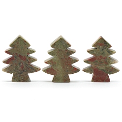 Unakite Natural Unakite Home Diaplay Decorations, Christmas Tree, 40~42x32~35x5~8mm