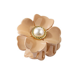 Light coffee French Romantic Flower Hair Clip - Pearl, Chanel Style, Elegant, Chic