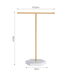 White T Shaped Iron Earring Display Stand, Jewelry Displays Stands, with Wooden Pedestal, White, 10x18.5x26cm