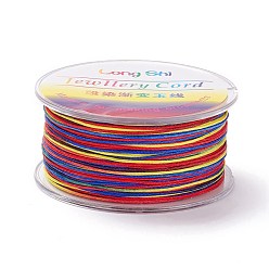 Coloré Fil de polyester teint par segment, cordon tressé, colorées, 0.8mm, environ 54.68 yards (50m)/rouleau