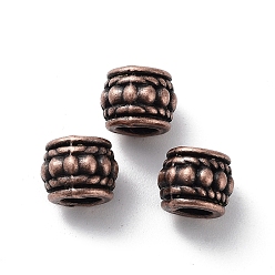 Red Copper Tibetan Style Alloy Beads, Cadmium Free & Lead Free, Column, Red Copper, 8x6.5mm, Hole: 4mm