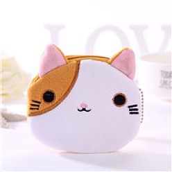 White Cute Cat Velvet Zipper Wallets with Tag Chain, Coin Purses, Change Purse for Women & Girls, White, 12.5x11.5cm