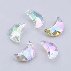 Honeydew Transparent Acrylic Charms, AB Color Plated, Moon, Faceted, Honeydew, 11x7x4mm, Hole: 0.5mm