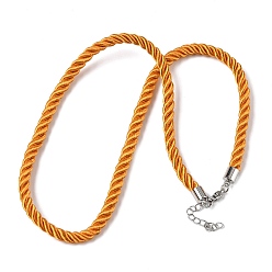 Темно-Оранжевый 5мм нейлоновый витой шнур для изготовления ожерелий, с латунными выводами и 304 застежками из лобстера из нержавеющей стали, долговечный, стойки покрытие, платина, темно-оранжевый, 17.72~18.90 дюйм (45~48 см)
