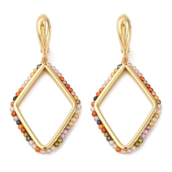 Разноцветный Серьги-кольца из латуни с кубическим цирконием и ромбами, без кадмия и без свинца, реальный 18 k позолоченный, красочный, 55x26.5 мм