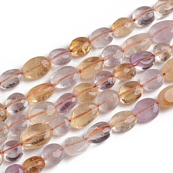 Other Quartz Natural Amethyst and Citrine Beads Strands, Tumbled Stone, Nuggets, 10~15x7.5~11.5x7.5~12.5mm, Hole: 1mm, about 36pcs/Strand, 15.67 inch(39.8 cm)