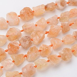 Citrine Natural Raw Citrine Beads Strands, Nuggets, 16~32x10~28x7~21mm, Hole: 1mm, about 15~16pcs/strand, 15.7 inch~16.5 inch
