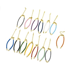 Mixed Color Leather Braided Cord Link Bracelets, Fit for Connector Charms, with Long-Lasting Plated Rack Plating Colden Tone Brass Lobster Claw Clasp & Chain Extender, Mixed Color, 6x1/8 inch(15.2cm), Hole: 2mm