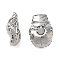 Stainless Steel Color 304 Stainless Steel Beads, Conch Shell Shape, Stainless Steel Color, 10.5x4x7.5mm, Hole: 2mm