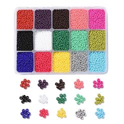 Mixed Color 300G 15 Colors 12/0 Grade A Round Glass Seed Beads, Baking Paint, Mixed Color, 2x1.5mm, Hole: 0.7mm, 20g/color, about 20000pcs/box